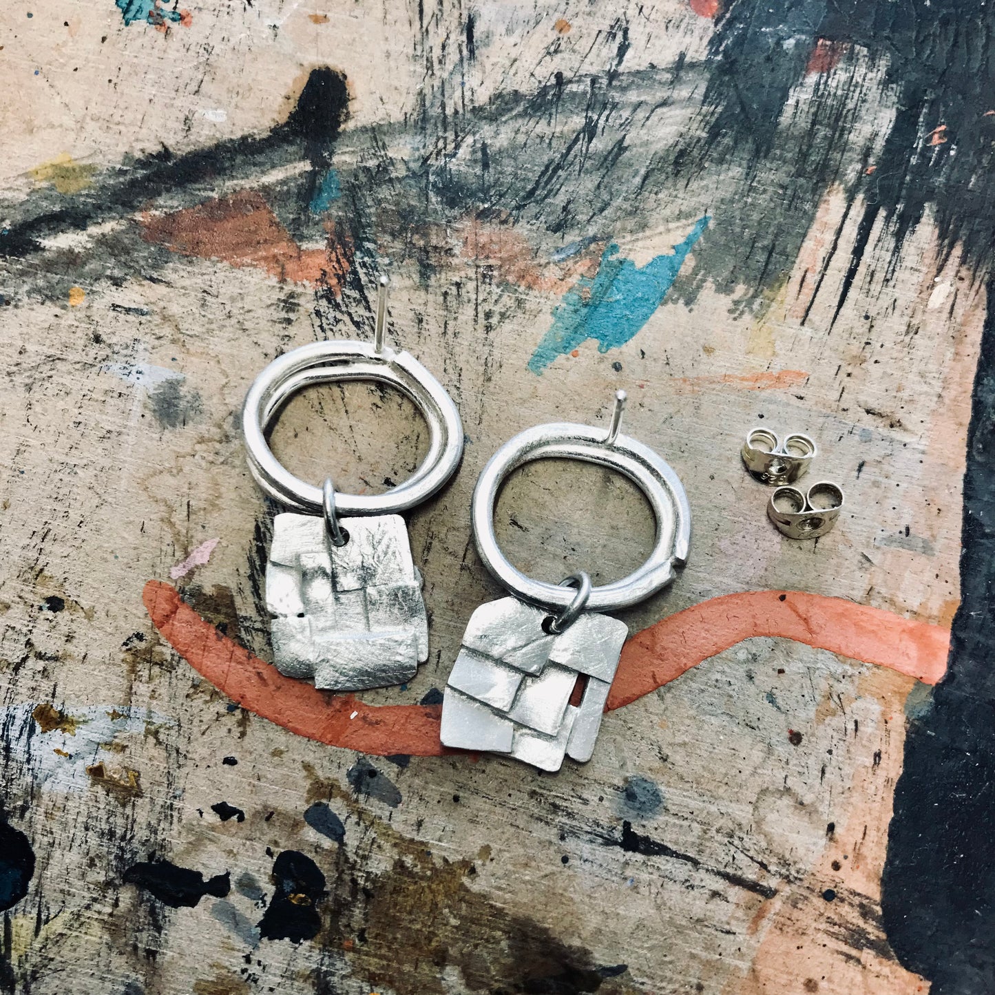 Collage work earrings no.1