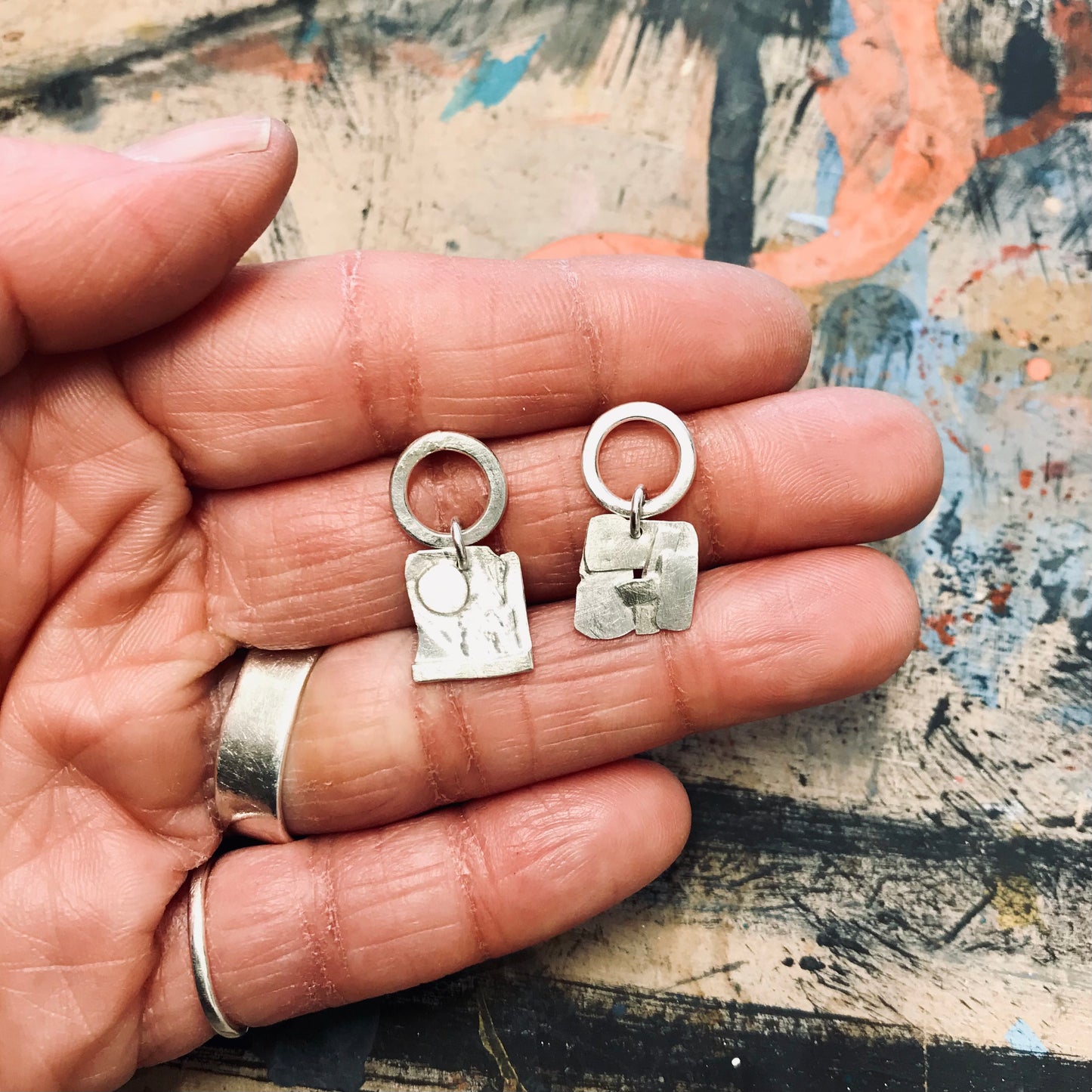 Collage work earrings no.2