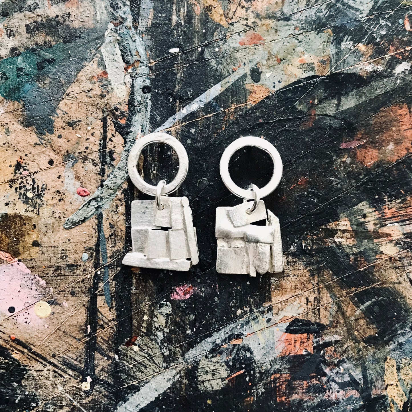 Collage work earrings no.3