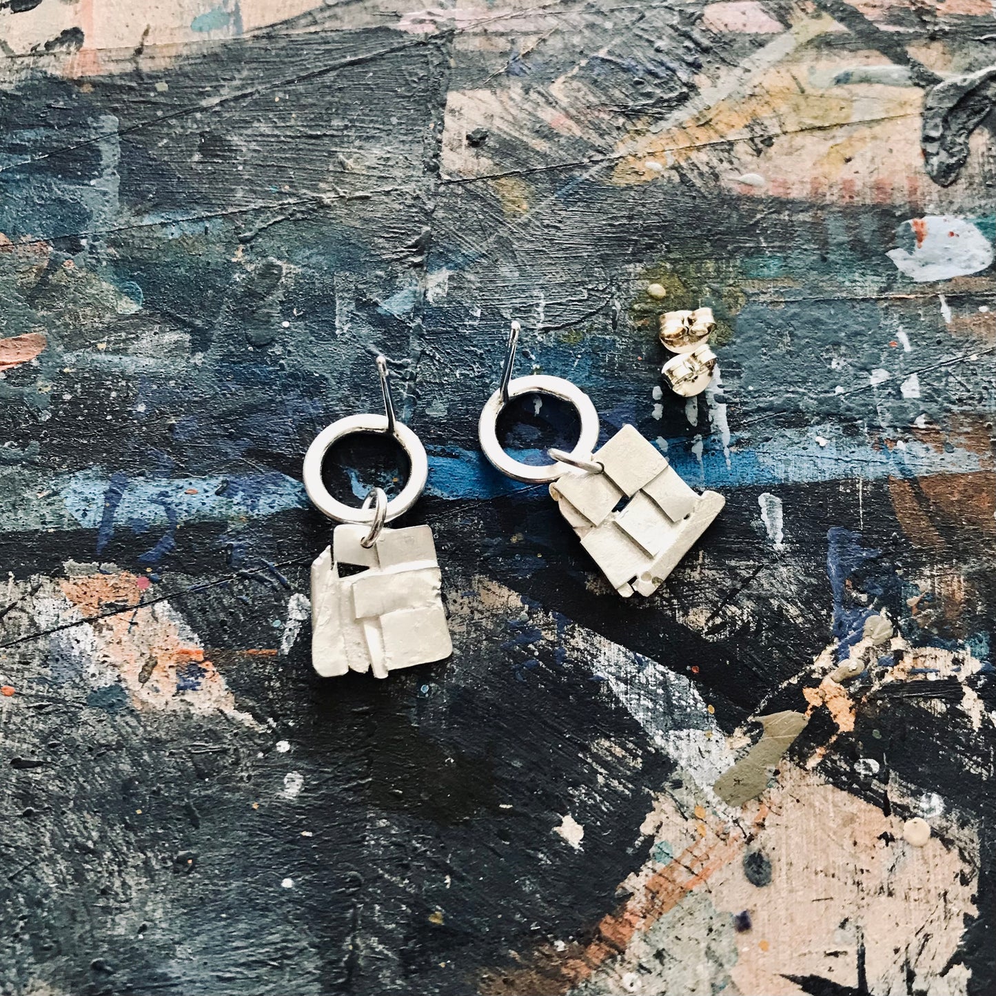 Collage work earrings no.3