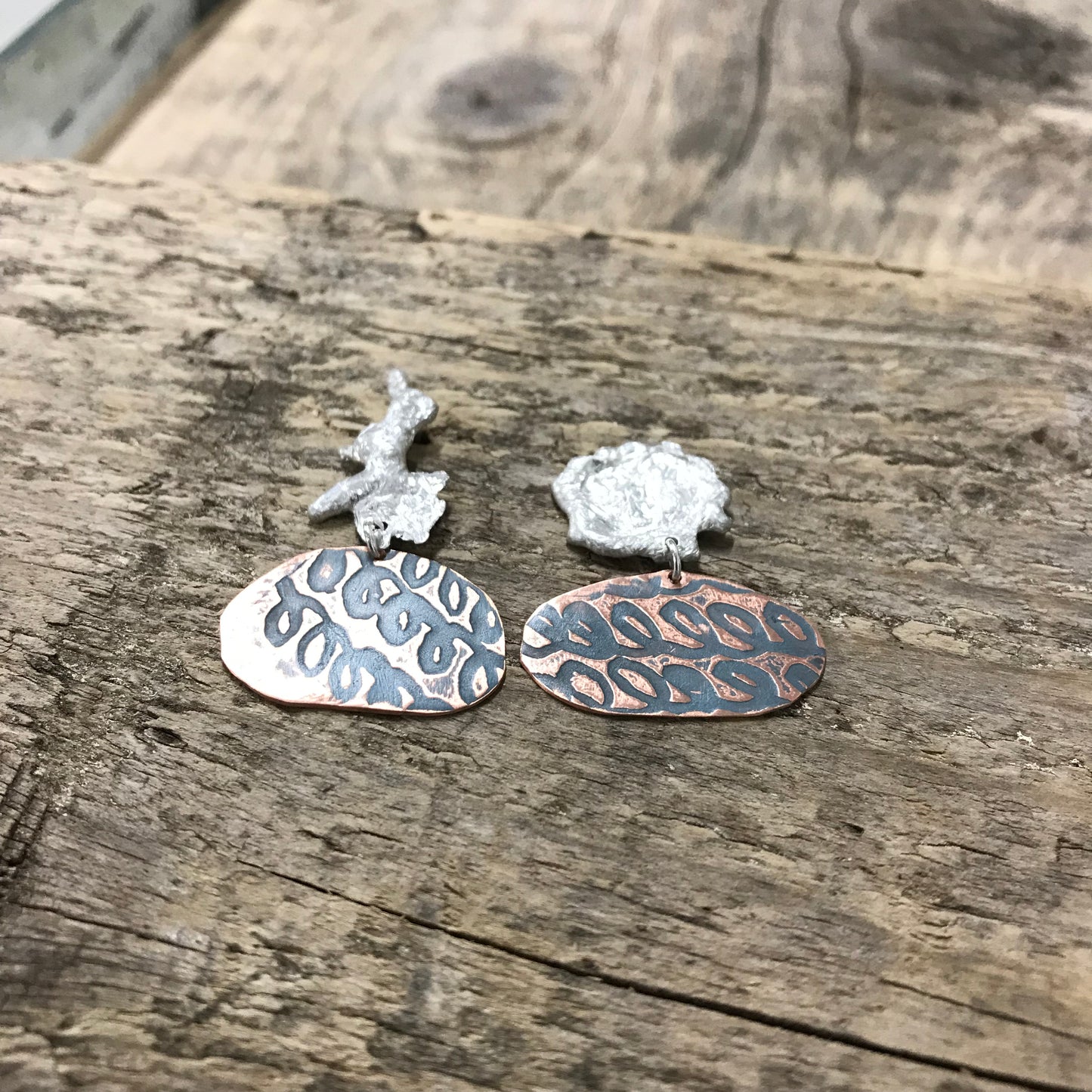 frosted irregular splat earrings