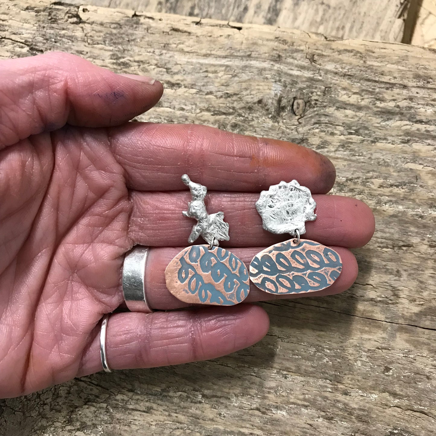 frosted irregular splat earrings