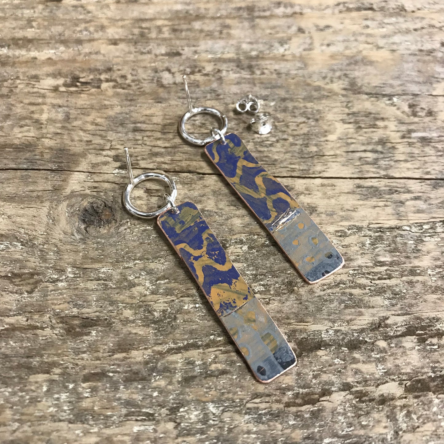 black & orange playful painterly earrings