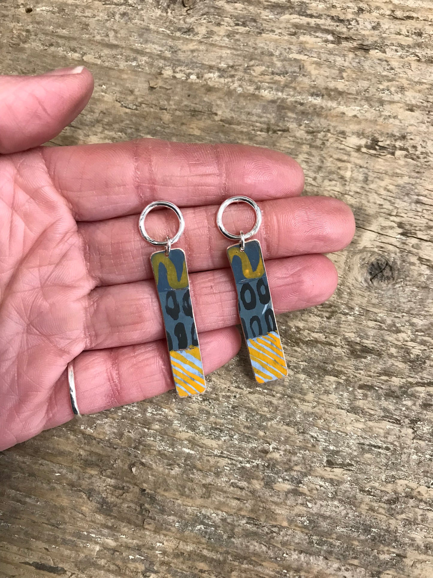 black & orange playful painterly earrings