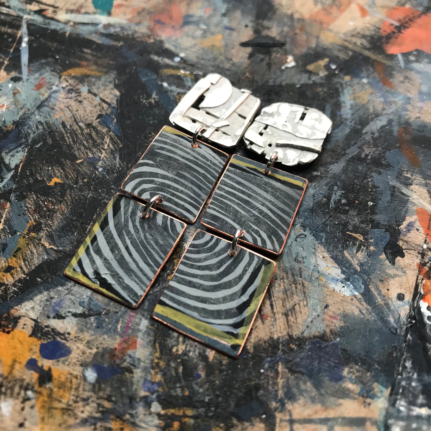 the concentric & collaged ON THE CUSP earrings