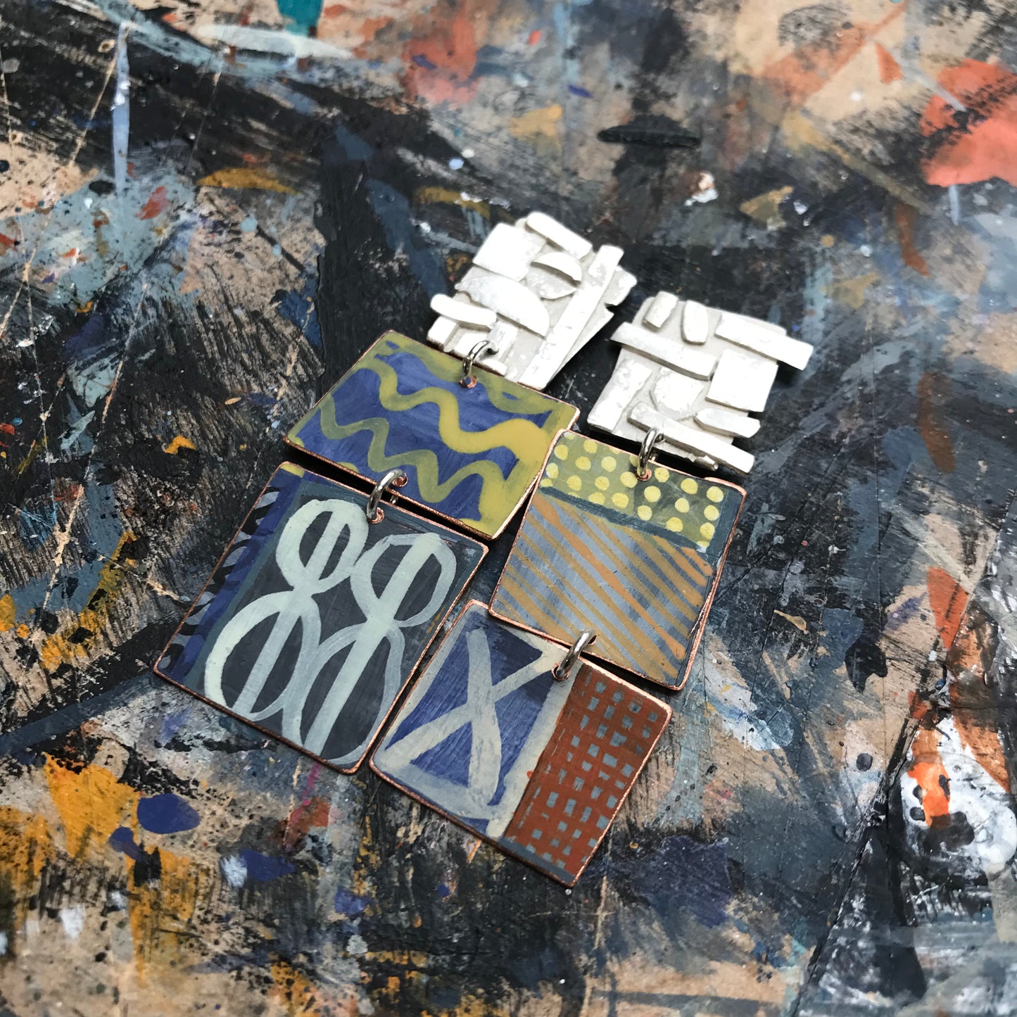 the well of inspiration ON THE CUSP earrings with yellow waves