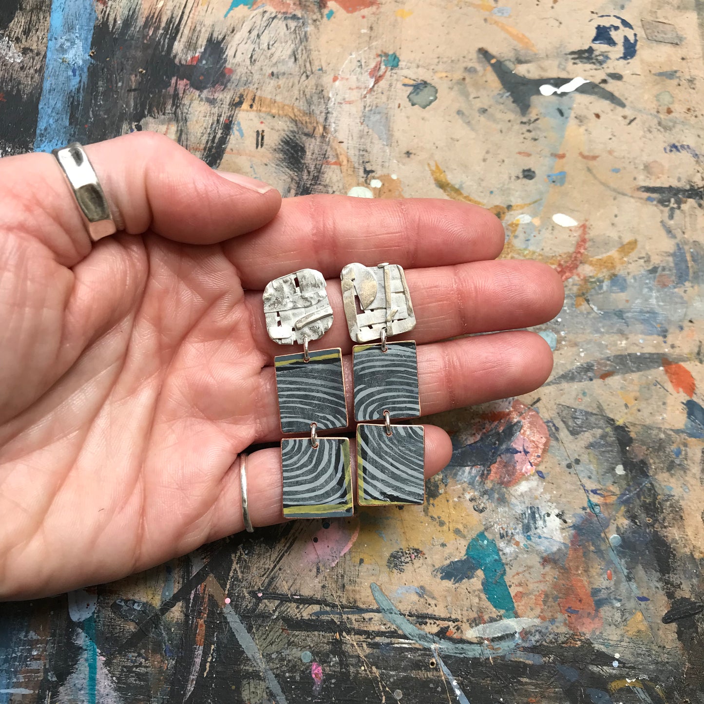 the concentric & collaged ON THE CUSP earrings