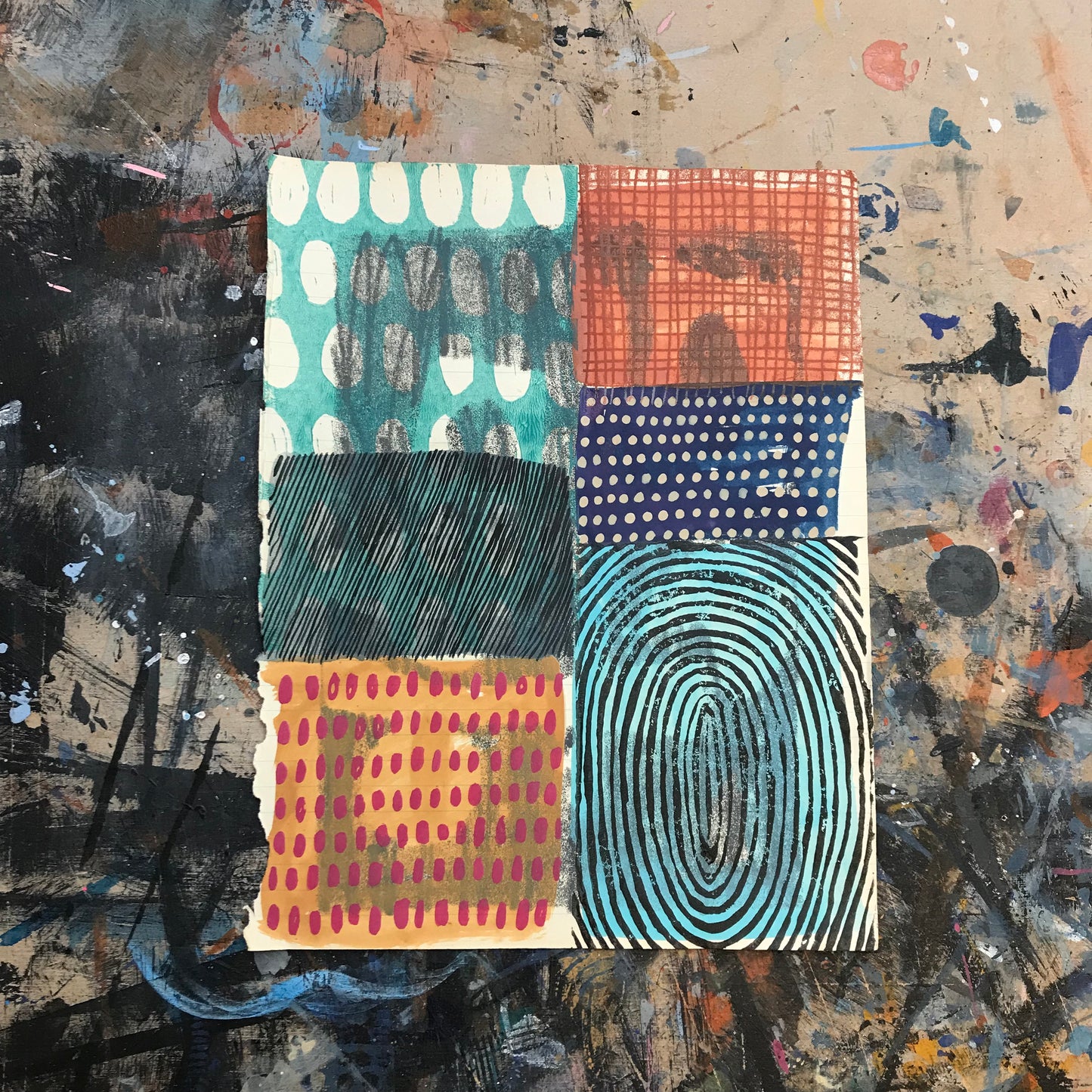 We’ve been here before, mixed media on salvaged notebook page