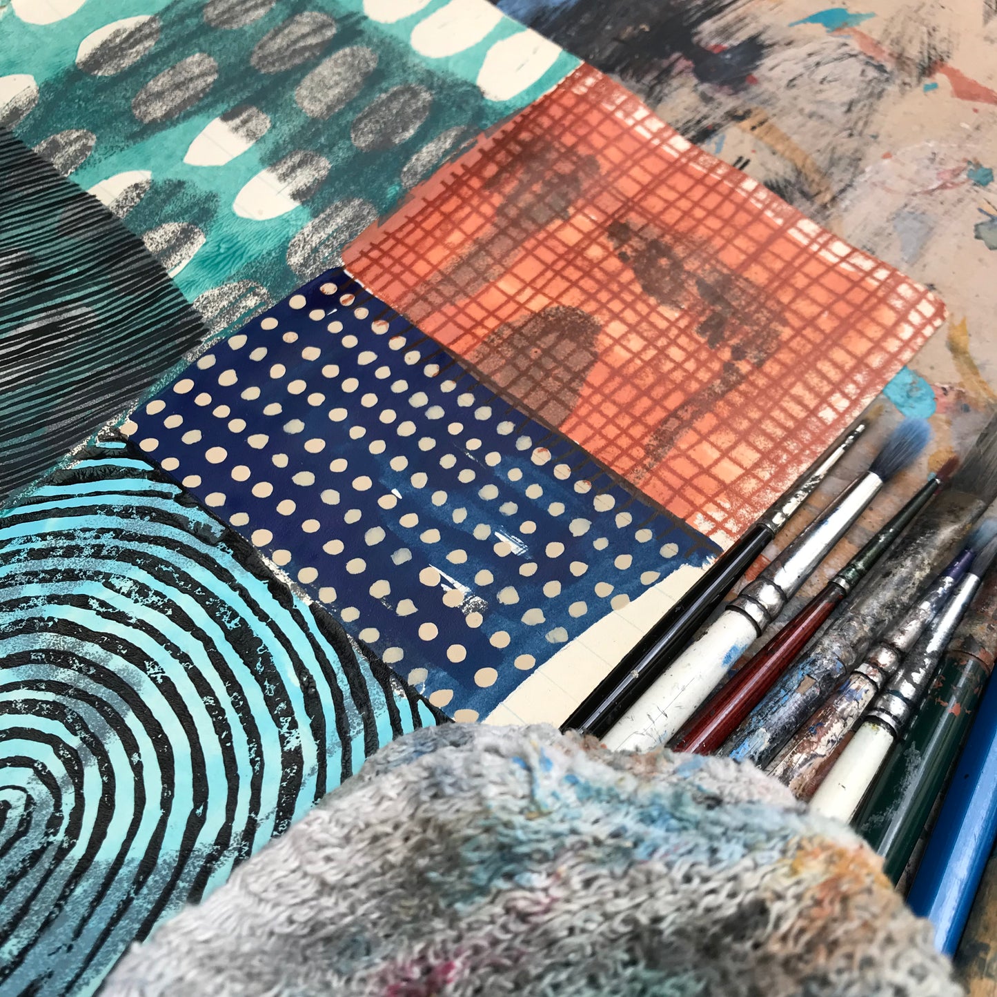 We’ve been here before, mixed media on salvaged notebook page