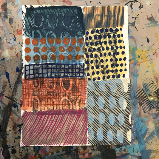 Daily ritual, mixed media on salvaged notebook page